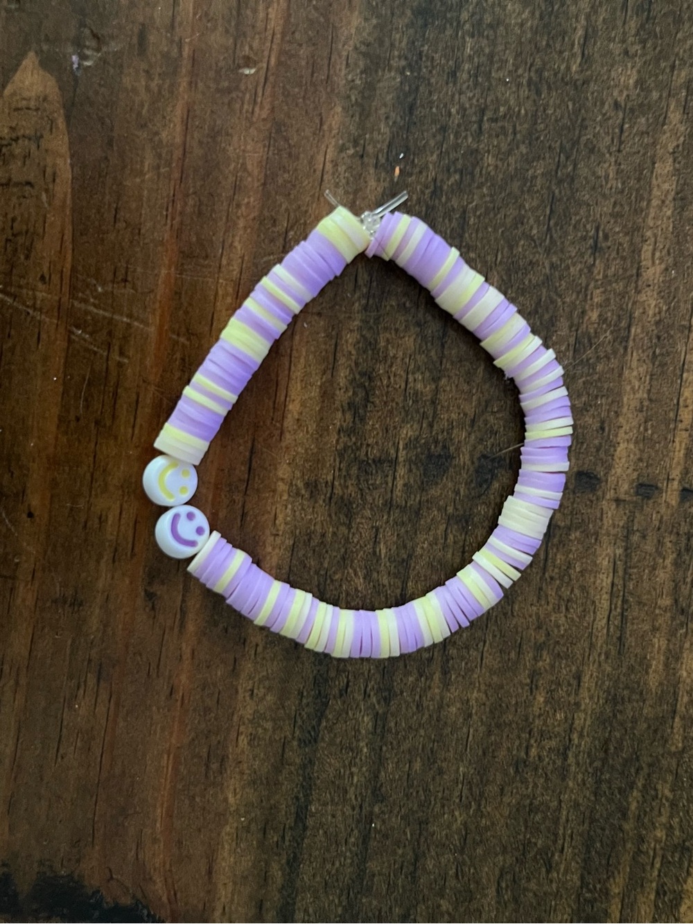 Pastel Lilac & Yellow Smile Face Beaded Bracelet’s 2pcs